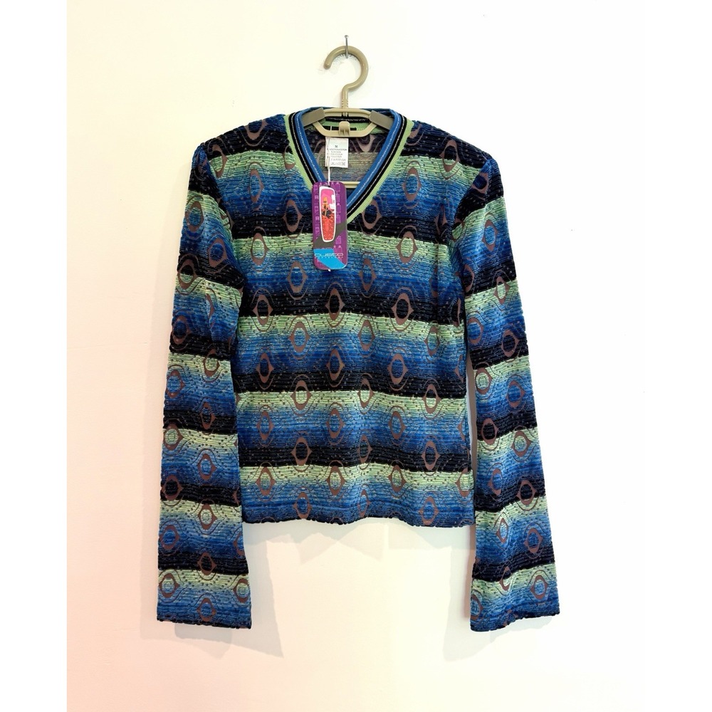 Custo Barcelona Long Sleeve Tee VTG Deadstock NWT Velvet Burnout Psychedelic